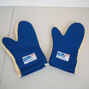 Kool-Tek Oven Mitts Professional Chef Choice Blue Yellow Heat Flame Resistant